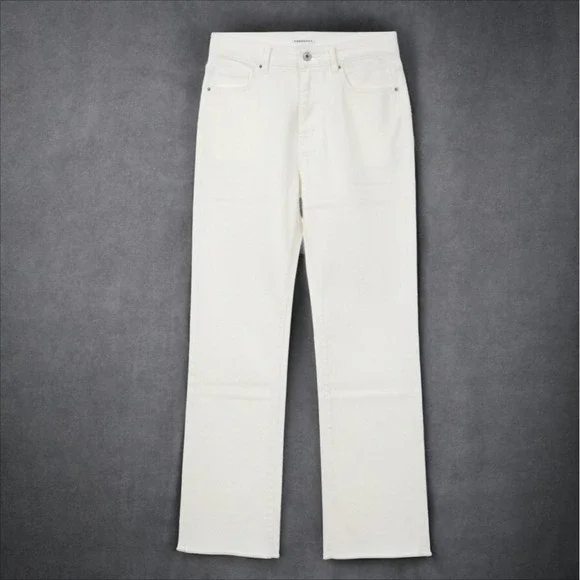 Cherry Betty Women's White Ankle Frayed Hem Straight Leg Denim Jeans Size Reg M - Picture 5 of 6